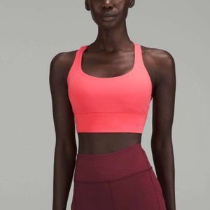 lululemon energy longline bra, size 4 - pale raspberry